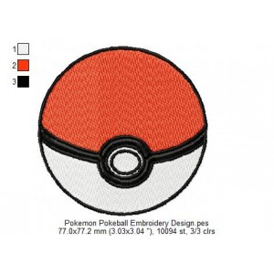 Pokemon Pokeball Embroidery Design